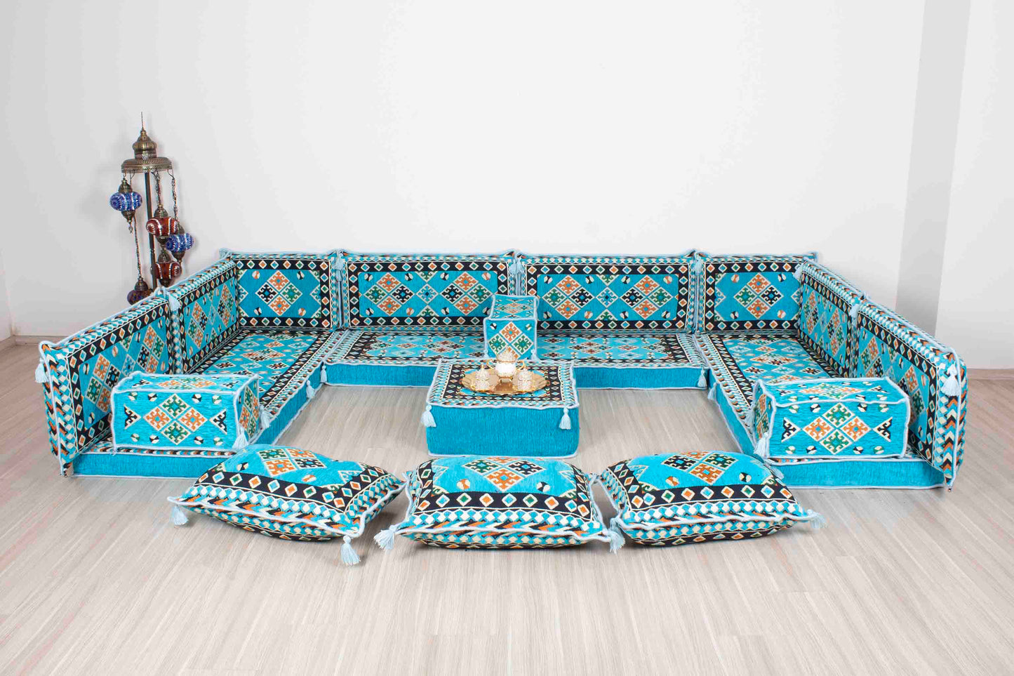 Cappadocia Light Blue U Shaped Sofa Set