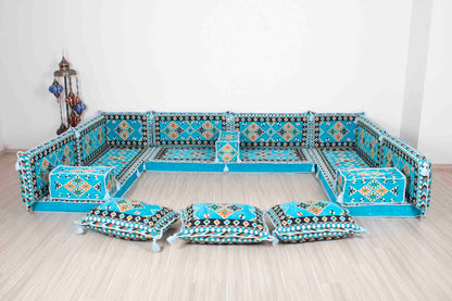 Cappadocia Light Blue U Shaped Sofa Set